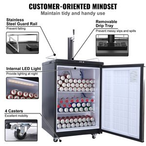 Dispenser di Birra a Spillatura Singola con Cilindro CO2, Vassoio Raccogligocce e Guida, Range di Temperatura 0-10°C (32-75.2 Fahrenheit) - Kegerator per Vino e Bevande - Product Image 6
