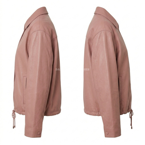 Fabricant de vestes en cuir personnalisées pour hommes, vente en gros, col rabattu lisse, cordon de serrage à l'ourlet, vêtements d'extérieur coupe-vent, veste de coach - Product Image 4