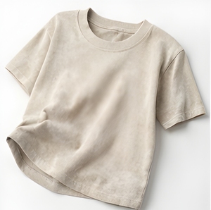T-shirt en coton French Terry 240 GSM personnalisé, délavé à la pierre, coupe oversize à épaules tombantes, style streetwear, grammage lourd, teint en pièce, vierge - Product Image 2