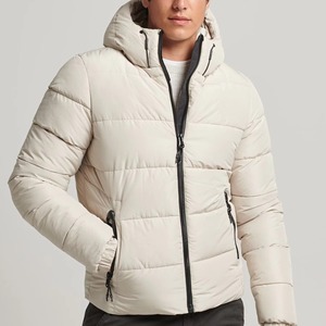Manteau d'hiver à capuche pour homme, beige, décontracté, en polyester, avec fermeture éclair, coupe droite, style classique - Product Image 2