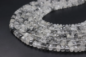 Natural Black Opal Rutile Faceted Rondelle Shape Beads 8mm Multi-Rutile Beads for <b>Jewelry</b> <b>Making</b> - Product Image 3