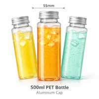 Botella PET Rectangular Premium de 500 ml al por Mayor, Tapa de Rosca de 55 mm, Superficie Transparente, Plástico Virgen de Grado Alimenticio para Bebidas