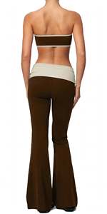 Conjunto de Yoga de 3 Piezas para Mujer: Pantalones de Pierna Ancha de Doble Cintura, Top Corto Halter sin Mangas y Shrug de Secado Rápido - Product Image 6