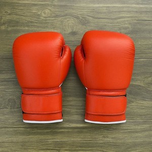 Gants de boxe professionnels en cuir rouge, fermeture à sangle, gants d'entraînement et de sparring haut de gamme pour Muay Thai, Kickboxing, MMA - Product Image 5