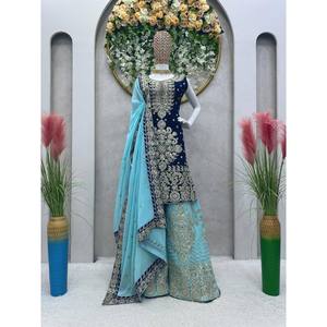 Conjunto de Traje de Fiesta de Tela Chifón Talla XL con Detalles de Codificación y Lentejuelas - Product Image 4