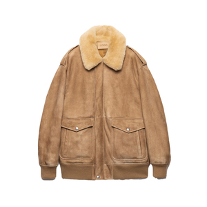 Luxury Women's <b>Shearling</b> <b>Bomber</b> <b>Jacket</b> Genuine Lambskin Fur Aviator <b>Jacket</b> OEM Custom Private Label Leather top Manufacturer - Product Image 6