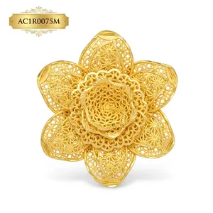 Designer 24K Rose Gold Plated Women's Flower Shape Classic Cocktail <b>Rings</b>-ALANKEET CREATION - Product Image 2