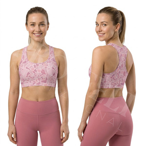 Soutien-gorge de sport pour femme, doux, confortable, sans coutures, à maintien élevé, style personnalisé, respirant, push-up, pour fitness, yoga, gym, course à pied - Product Image 3