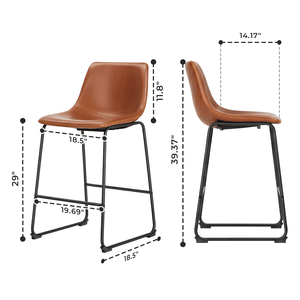 Juego de 2 Taburetes de Barra Altos de 18"/30" Modernos de Cuero PU con Respaldo y Reposapiés de Metal para Cocina - Product Image 2
