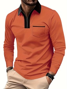 Full Sleeves Men's Polo <b>Shirts</b> Custom Contrast Turndown Collar New Breathable Quick Dry Print <b>Gothic</b> Chest Pocket Casual Knitted - Product Image 3
