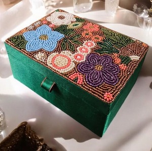 Luxurious Beaded 100% Cotton Fabric European Style Jewelry <b>Storage</b> <b>Boxes</b> - Product Image 4