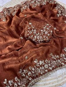 Sari indio de diseño elegante para fiestas, con lentejuelas, para todas las ocasiones especiales y funciones, atuendo moderno para mujer - Product Image 5
