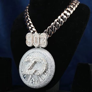 Pendentif Lettre/Numéro Personnalisé Moissanite Plaqué Or 18K Iced Out pour Homme, Collier Bling Hip Hop Rapper avec Breloque Thème et Chaîne en Argent 925 - Product Image 1