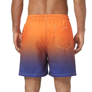 Shorts pour homme bleu clair, coupe droite, séchage rapide, taille mi-haute, fermeture éclair, style décontracté, poches, logo frontal, tissu peigné polyester/coton - Product Image 3