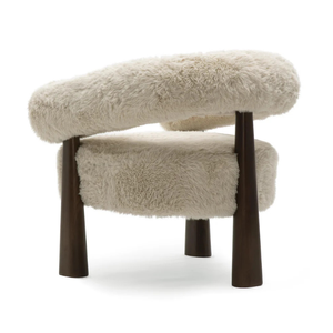 Sillón Moderno Tapizado en Tela de Lana con Patas de Madera, Diseño Contemporáneo para Sala de Estar - Product Image 4