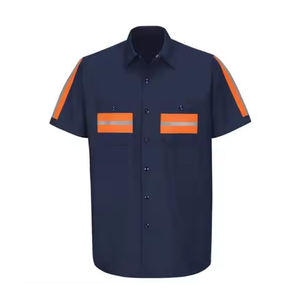 Proveedor de Ropa de Seguridad Clase 2 OEM, MOQ Bajo, Camisas FR Reflectantes Industriales Duraderas, Uniforme de Trabajo Azul Marino - Product Image 1