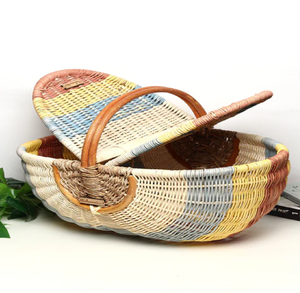 Elegant Eco-Friendly Set Three Nested Oval Handwoven <b>Bamboo</b> Storage Boxes Hanging Lids for Jewelry Cosmetic Organization Luxury - Product Image 3