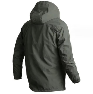 Chaqueta Impermeable con Capucha para Hombre, Cuello Alto, Cierre de Cremallera Frontal, Chaqueta Deportiva Cortavientos para Otoño - Product Image 6