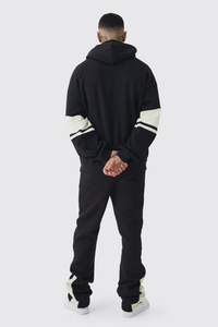 Wholesale Unisex Oversized Stripe Hoodies Men Heavyweight 100% Cotton French Terry Custom LOGO Drop Shoulder Hooded Collar - Product Image 3