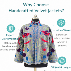 Floral Embroidered Bright Coloured Suzani Jacket Luxury Boho Ethnic Women <b>Coat</b> Handmade Hand <b>Stitch</b> Winter Outerwear - Product Image 6