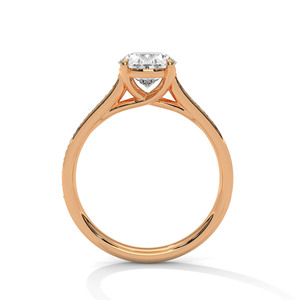 Anillo Clásico Solitario de Media Eternidad en Oro Rosa de 14k con Diamante Cultivado en Laboratorio de Corte Ovalado - Joyería Exclusiva al por Mayor - Product Image 3