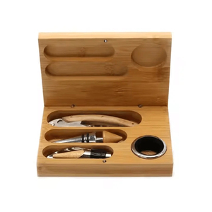 Abridor de Vino Ecológico de Bambú y Acero Inoxidable, Estuche Rectangular con Tapa Abatible y Separador para Cocina y Hogar - Product Image 2