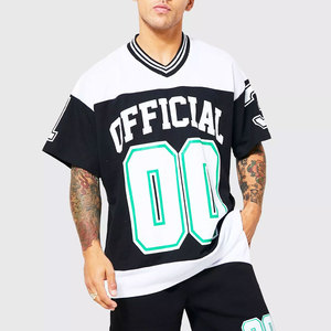 Camiseta de Fútbol Blanca con Cuello en V para Hombre, Talla Grande, Manga Corta, con Estampado Azul 88, Estilo Deportivo, Transpirable, de Poliéster - Product Image 4