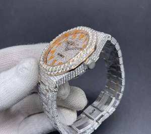 Reloj de Lujo BOJ A.P.40 con Esfera Naranja con Números Arábigos, Movimiento Automático, Diamantes VVS y Moissanita para Hombre, a Bajo Precio - Product Image 4