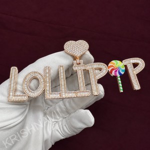VVS Moissanite Brilliant Cut Lollipop Custom Name Letter Pendant 925 Sterling <b>Silver</b> Personalized <b>Initial</b> <b>Necklace</b> Jewelry Gift - Product Image 5