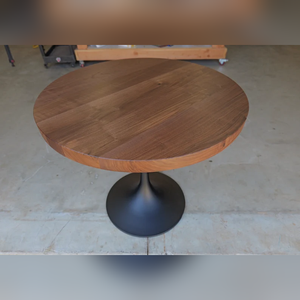 Table à manger ronde moderne en bois avec base en métal, design stable pour l'ameublement de la maison - Product Image 2