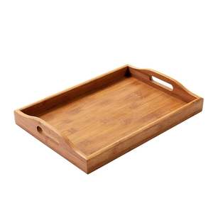 Handmade Mango Wood Serving Tray with Brass Corner Brackets & Handles, <b>Rustic</b> Rectangle Wooden Food Tray for <b>Coffee</b> <b>Table</b> Decor - Product Image 2