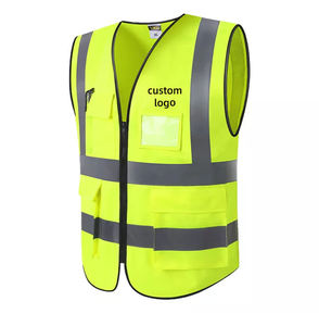 Gilet de sécurité unisexe haute visibilité réfléchissant, plusieurs poches, polyester, détection d'aiguilles, bleu, noir, fermeture éclair avant, résistant à la chaleur - Product Image 4