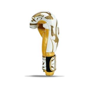 Gants de boxe en cuir blanc et or, lacés, respirants, équipement d'entraînement pour adultes - Product Image 3