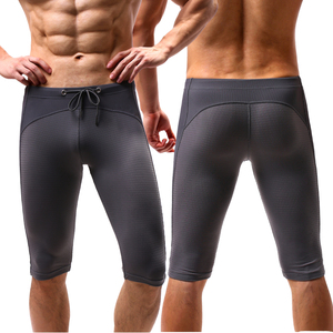 Shorts de compression unis pour hommes, taille mi-haute, avec cordon de serrage, respirants, anti-transpiration, séchage rapide, longueur genou, vêtements de sport d'été - Product Image 6
