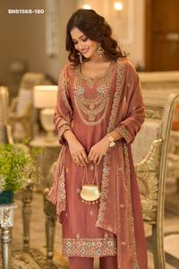 Conjunto de traje-Salwar de chifón elegante de alta calidad con bordados, listo para usar, proveedor y exportador mundial de moda femenina. - Product Image 5