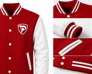 Dumela Custom Red <b>White</b> Varsity Bomber <b>Jacket</b> <b>Men</b> Embroidered Regular Fit Winter Outerwear Windproof OEM Service - Product Image 3