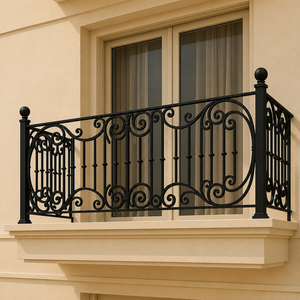 Classic decorative wrought <b>iron</b> balcony railing models crafted with premium metal to elevate your residential property value. - Product Image 2