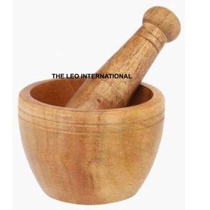 Mortero y Mortero de Madera de Calidad con Acabado Marrón para Utensilios de Cocina Más Vendidos - Product Image 2