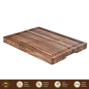 Tabla de Cortar de Madera de Acacia con Diseño Personalizado y Ranura para Jugos, Tabla Gruesa de Madera para Cortar y Servir a Precio Mínimo - Product Image 2