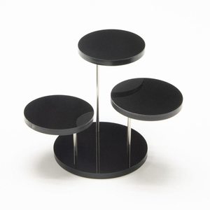 Support à gâteau rond en aluminium réutilisable, présentoir à cupcakes noir pour les célébrations de mariage, la décoration intérieure et les essentiels de pâtisserie - Product Image 1