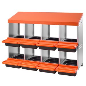 Cajas de Nidificación para Gallinas de 8 Compartimentos y 2 Niveles con Tapas Protectoras, Caja de Nidificación Metálica con Ruedas para la Recolección de Huevos para Animales - Product Image 5