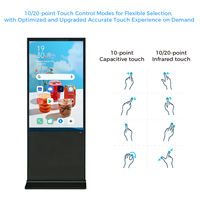 Écran publicitaire numérique LCD sur pied de 65 pouces avec système d'exploitation Android en option, menu numérique, Wi-Fi et Bluetooth