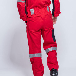 Combinaison de travail unisexe marron respirante Econex Sports avec bandes réfléchissantes, en coton, uniforme de sécurité, design haute visibilité - Product Image 4