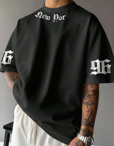 Venta al por mayor directa de fábrica: Camisetas casuales personalizadas para hombre, tallas grandes, hombro caído, algodón 100% de alto gramaje, transpirables, manga corta, para gimnasio. - Product Image 1