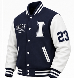 Chaqueta Varsity para Hombre de Index Apparel, con Bloques de Color, Botones a Presión, Apliques de Letras y Mangas en Contraste - Product Image 3
