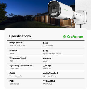 GA-YURVD-M8G屋外8MP CMOSスマートデュアルライト2.7 ~ 13.5mm電動可変レンズPoe CCTV弾丸内蔵マイク双方向オーディオ - Product Image 2