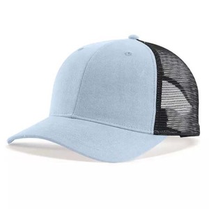 <b>Light</b> Blue Mesh Trucker Cap 6-Panel Adjustable Unisex Casual <b>Hat</b> Spring Summer Solid Color - Product Image 1