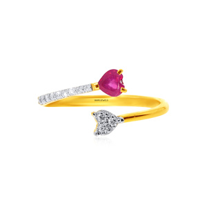 Anillo Abierto de Lujo con Diseño de Dos Turmalinas Redondas, Chapado en Oro, con Engaste de Garras, para Mujer, 10K, 14K, 18K, para Bodas y Fiestas - Product Image 2