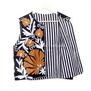 Chaleco de algodón indio de alta calidad para mujer, chaleco bordado al por mayor, estilo bohemio, chaleco bordado a mano. - Product Image 6