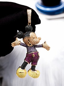 Iced Cartoon <b>Mouse</b> Pendant Moissanite Hip Hop Jewellery Colourful Diamond Look Luxury Bling Statement Piece Gold Plated Sterling - Product Image 2